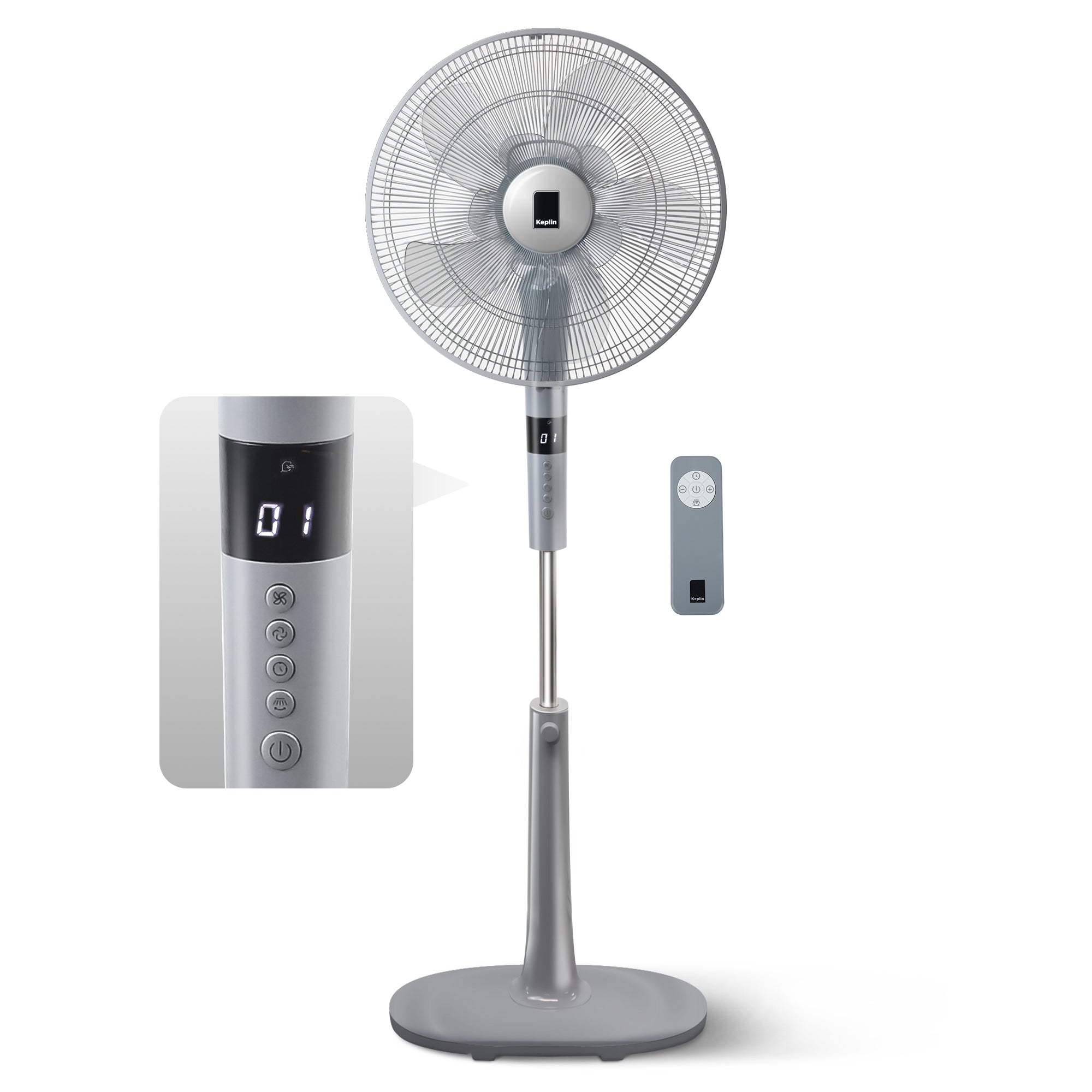 KEPLIN 16 Inch Pedestal Fan 26-Speed, 10 Blades Standing Fan, Remote Control & LED Display Adjustable Height, Turbo Wind Speed,3 Modes, 24-Hour Timer & 90° Oscillation for Home,Office & Bedroom