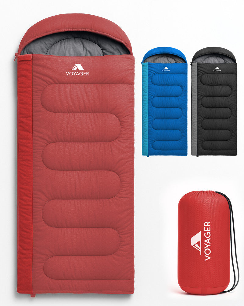 Voyager Sleeping Bag for Adults - Lightweight & Compact, Versatile 3-4 Season Temperature, Spacious Design, Quality Material, Ideal for Camping & Backpacking - 190x30x80cm