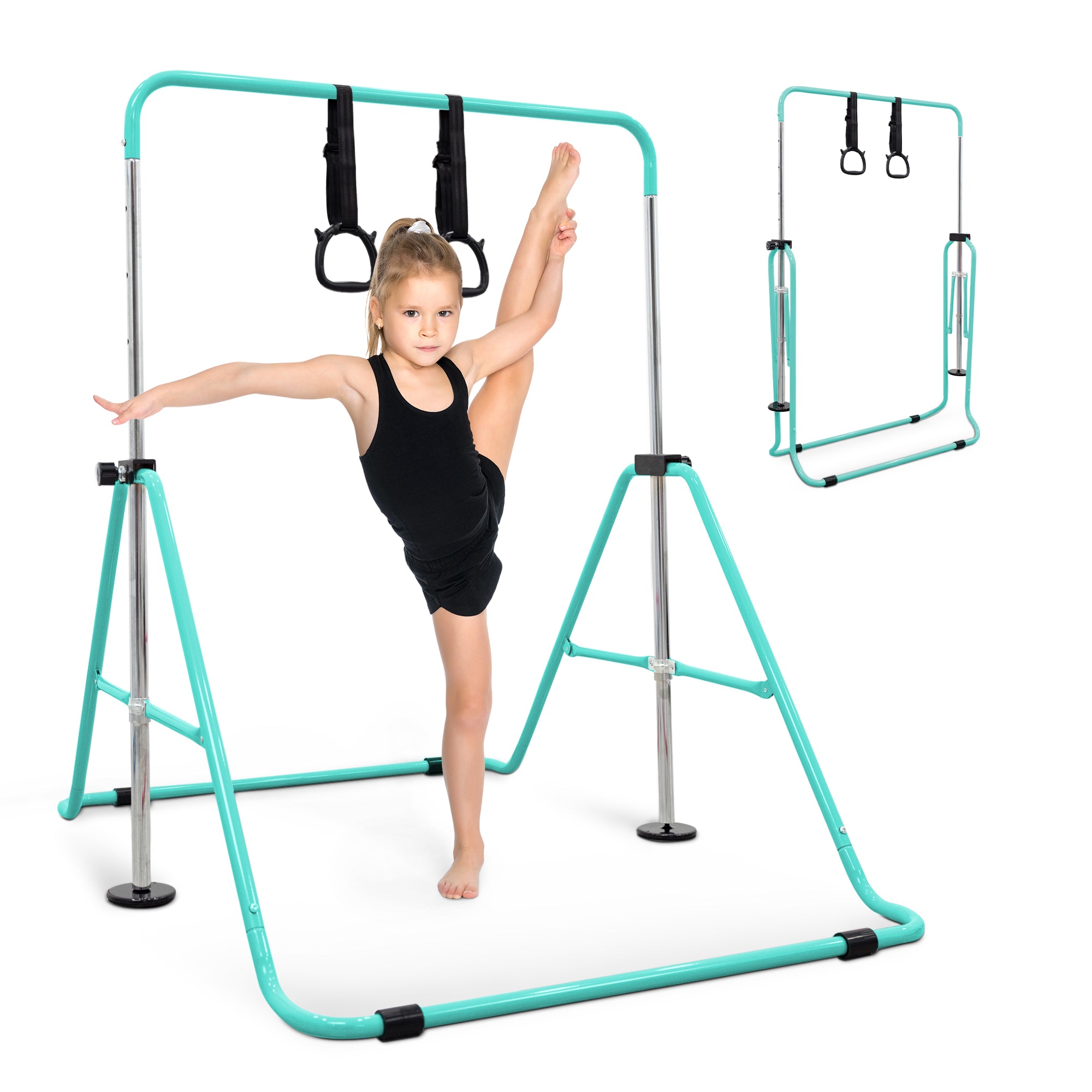 KAYMAN Gymnastics Horizontal Bar – Adjustable Height & Feet, Hand Protection Wrap, Durable Iron for Flexibility Training – Compact & Stylish Home Gym Equipment