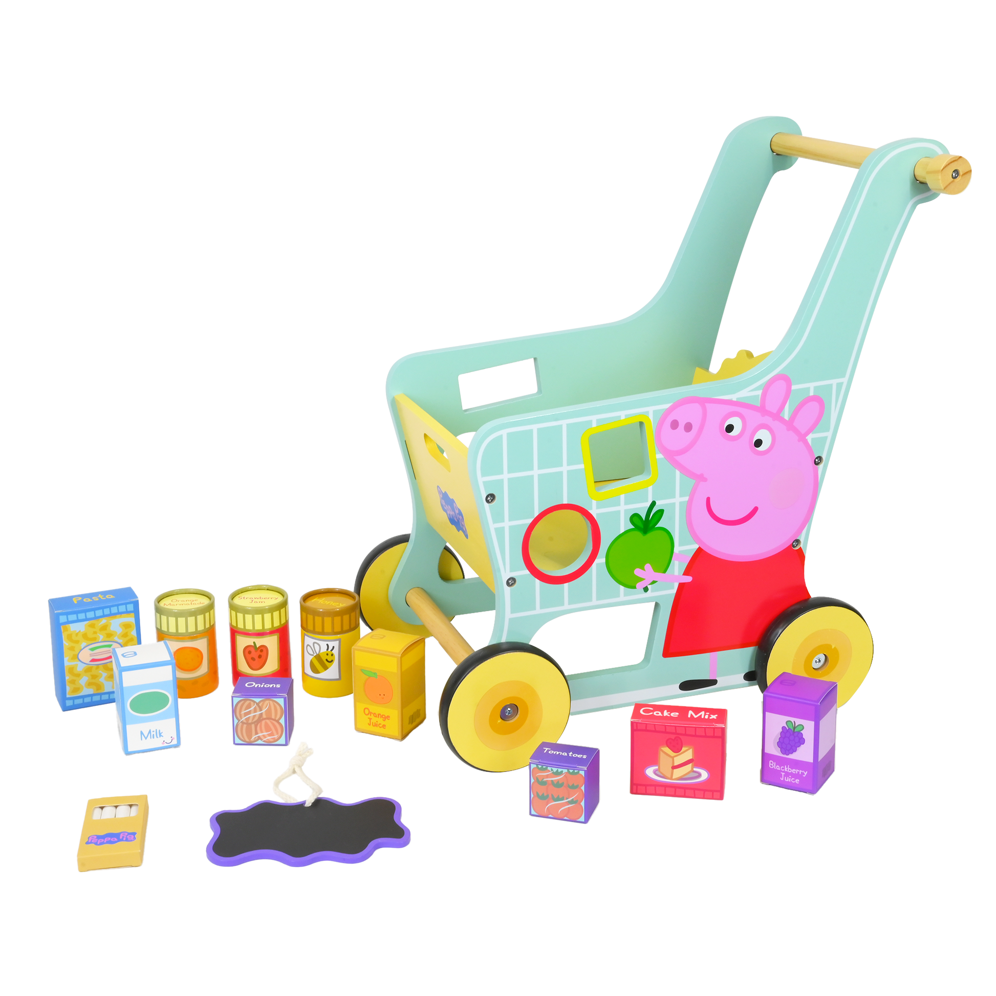 Peppa Pig Wooden Shopping Trolley – Kids Pretend Play Grocery Toy Age 3+