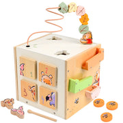 Disney Winnie the Pooh Wooden Activity Cube 7 Activities Bead Maze Shape Sorter
