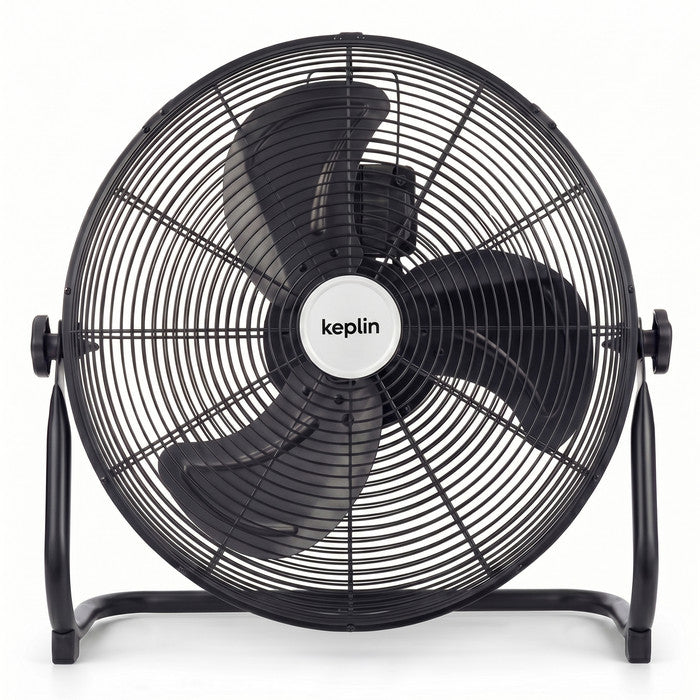 20 inch black chrome floor fan with 3 speed settings front view