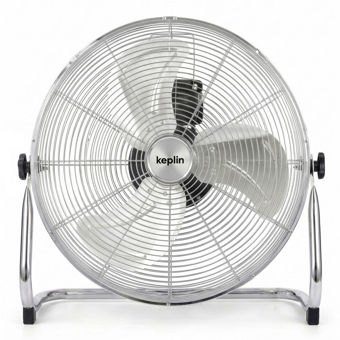 20 inch chrome floor fan 3 speed front view silver finish