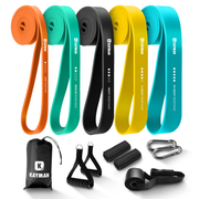 Kayman - Long Resistance Band with Door Anchor & Carry Bag Set(5Pack) – Perfect for Pull-Ups, Yoga, Calisthenics, Strength Training, Stretching, Home Workouts