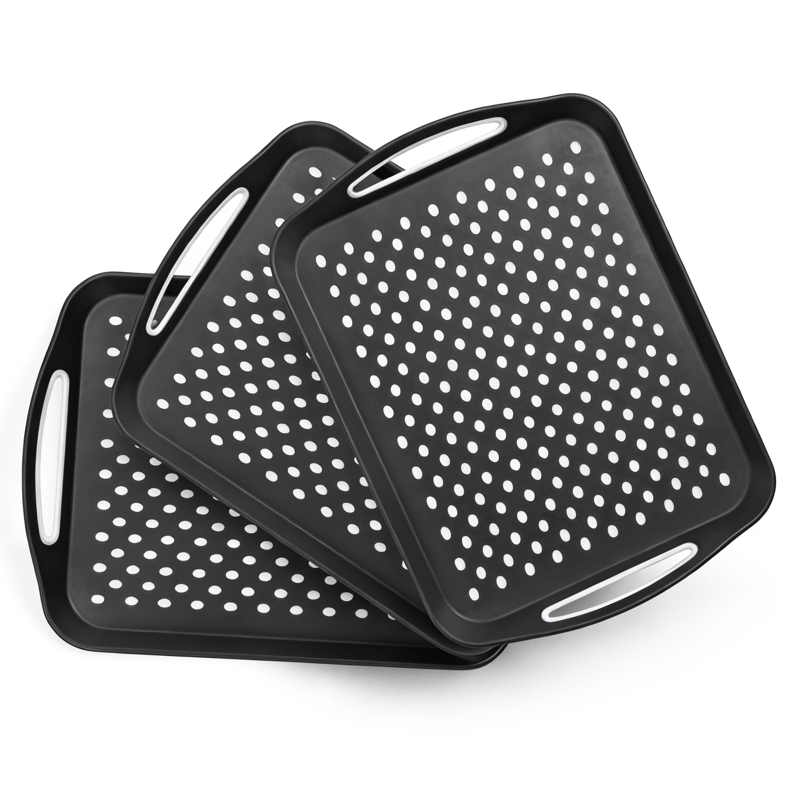 Essen 3-Pack Serving Tray Set – Non-Slip Lap Boards with Grip Handles, Ideal for Food Prep, Tea, Breakfast in Bed – Plastic Tray for Stable Dining – Dishwasher Safe