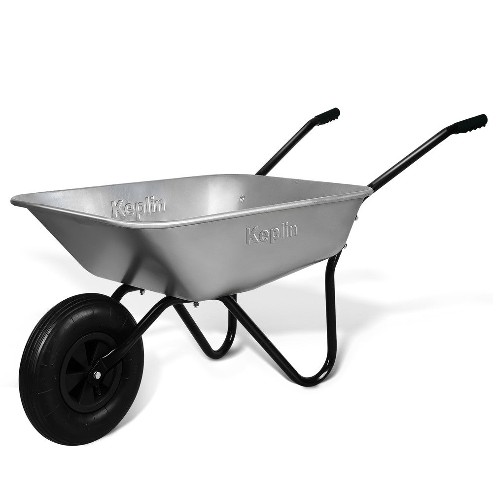 Heavy Duty Steel Wheelbarrow with Pneumatic Tyre - 65L