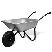 Heavy duty steel garden wheelbarrow 65L – single pneumatic tyre for smooth control on uneven ground