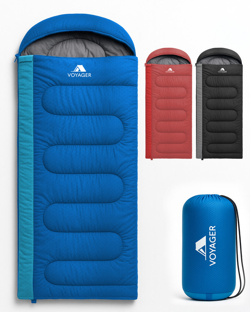Voyager Sleeping Bag for Adults - Lightweight & Compact, Versatile 3-4 Season Temperature, Spacious Design, Quality Material, Ideal for Camping & Backpacking - 190x30x80cm