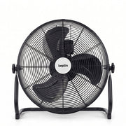 16 inch black chrome floor fan 3 speed settings front view