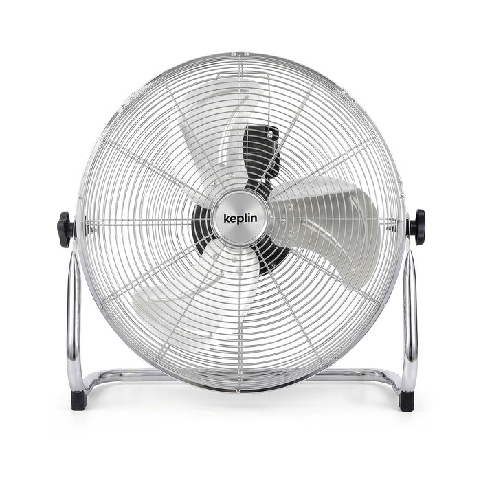 12 inch chrome floor fan 3 speed front view silver