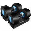 Kayman Adjustable Dumbbell Pair 2x12kg, Powerblock 6-in-1 Weight Set with Quick Radial Dial System, Adjustable Dumbbells Set Strong Grip Workouts & Strength Training dumbells for Home, Gym Fitness