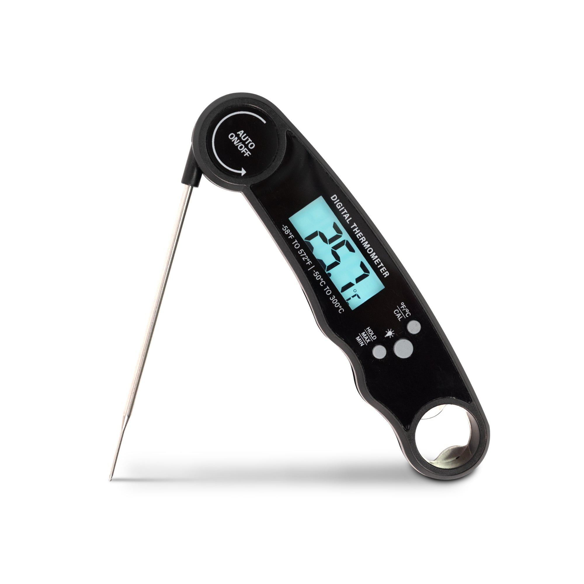 Keplin Meat Thermometer - Instant Read Food Thermometer with Backlight LCD, Foldable Design, Auto Turn Off, Magnet, Fast 3-Second Response, Temperature Range 0-150°C, Includes Bottle Opener