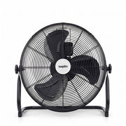 12 inch black chrome floor fan 3 speed settings front view