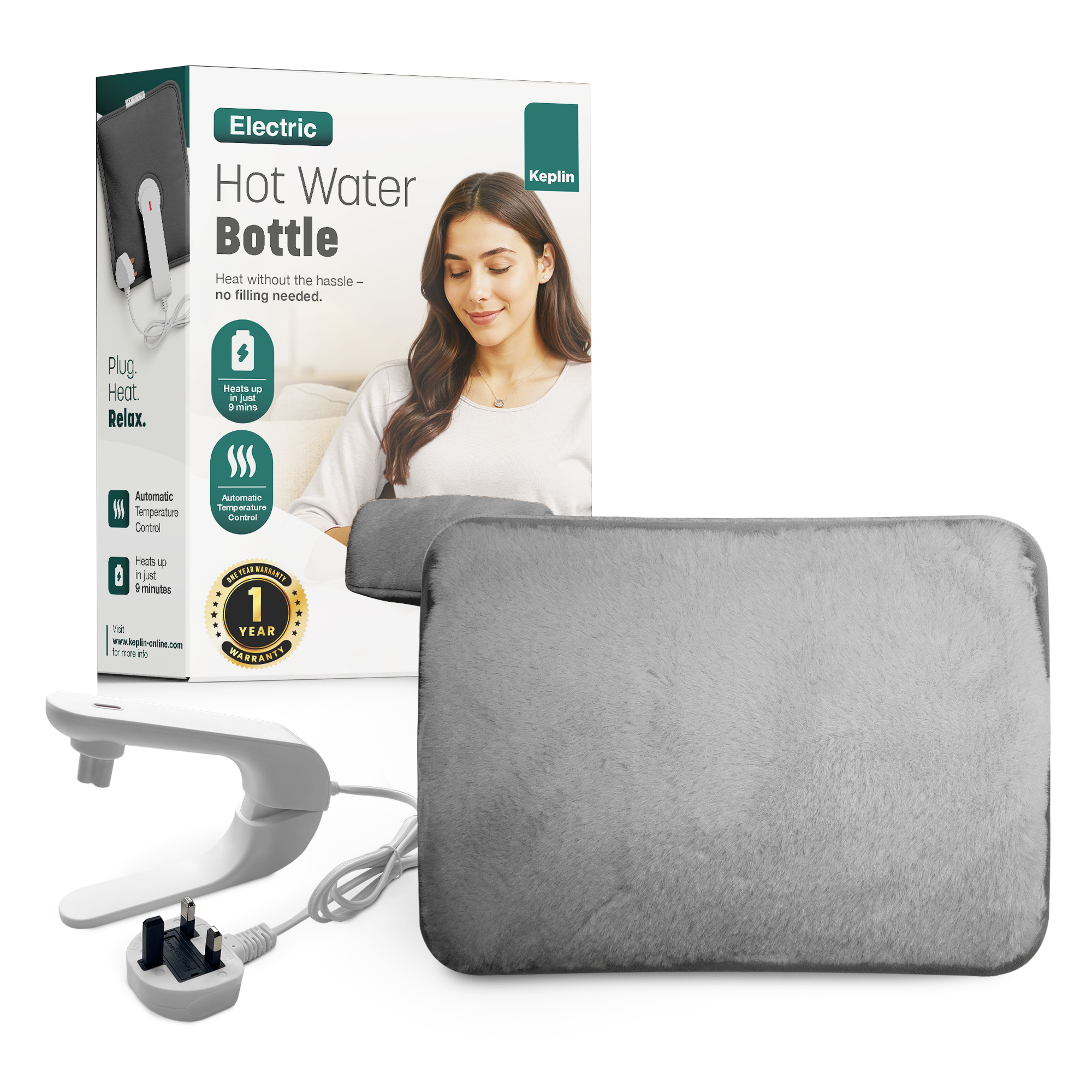 Rechargeable Electric Hot Water Bottle - Hand & Body Warmer, Fast Heating & Auto-Shut Off Function