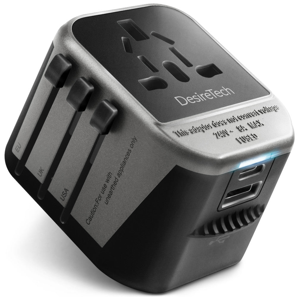 Desiretech Travel Adaptor 4-in-1 Universal Plug Adapter with USB-A, USB-C, Phone Docking - Compact UK to World Adaptor, Double Fuse Protection - Perfect for Europe, USA, Asia & Beyond – image 12