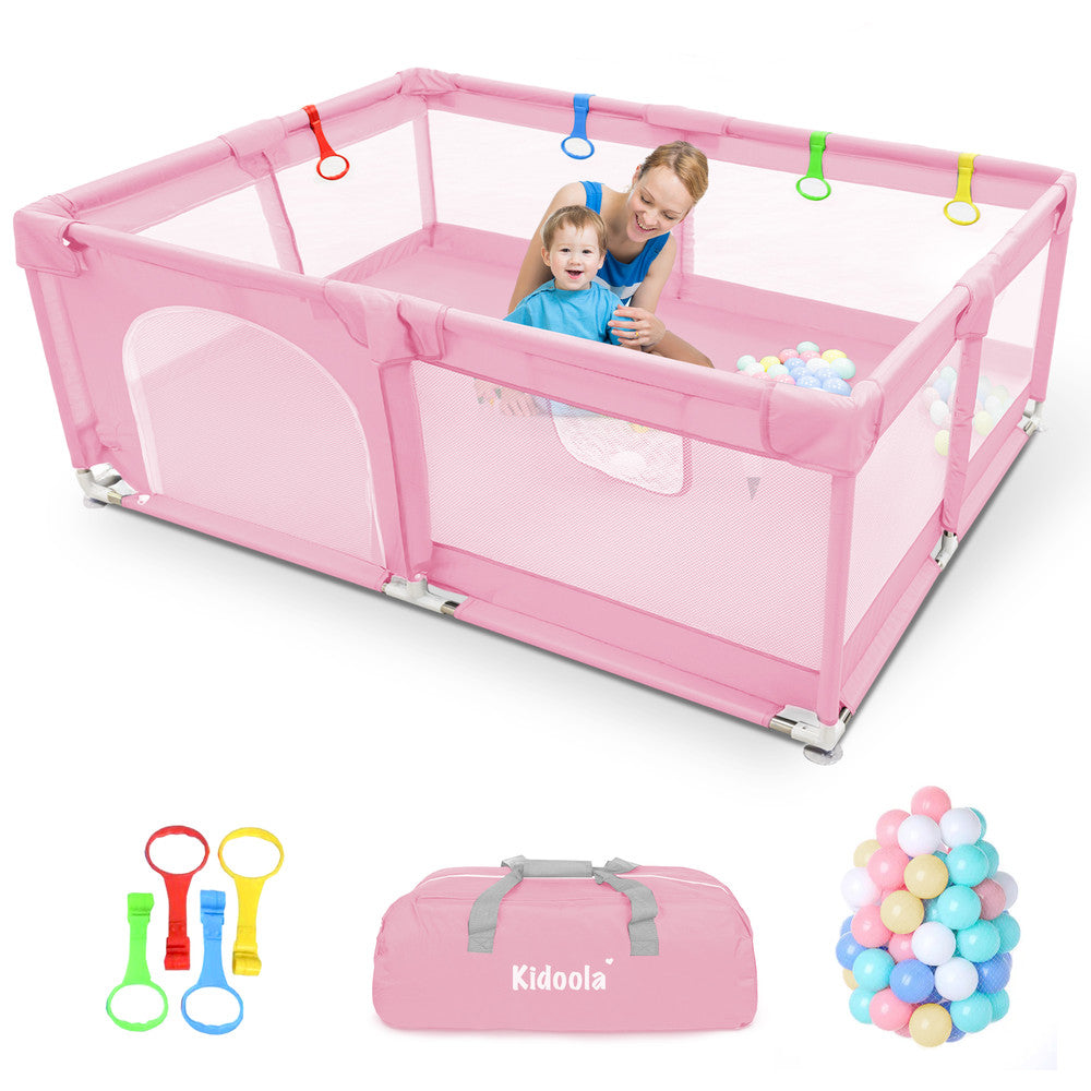 KIDOOLA Baby Playpen with Padded Frame & Mesh Walls, Unisex (150x180x65cm)