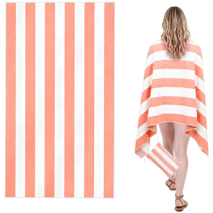 Keplin coral beach towel 90x200cm laid flat – quick dry sand-free microfibre