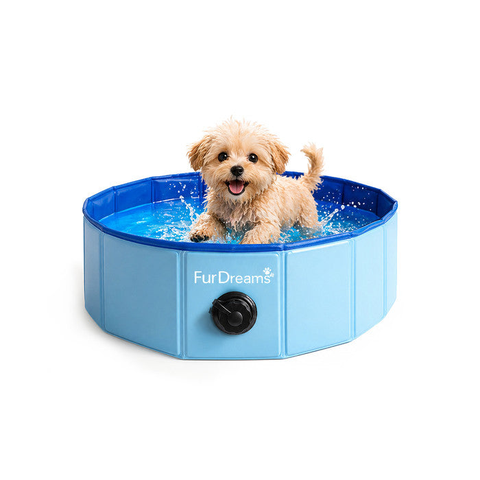 FurDreams Foldable Pet Swimming Pool – Hard Plastic Dog Bathtub, Portable Multi-Functional PVC Kiddie Pool with Non-Slip Base – Perfect for Children, Cats, Puppies, and Summer Fun
