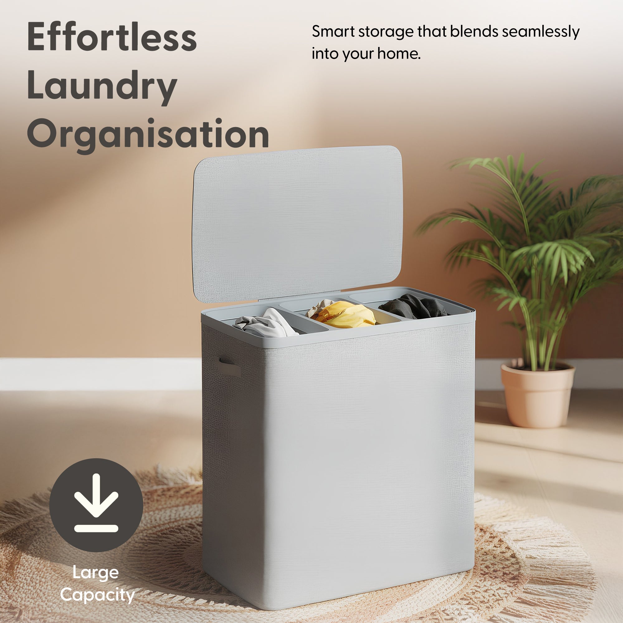 Keplin Collapsible Laundry Basket with Lid & Removable Liner