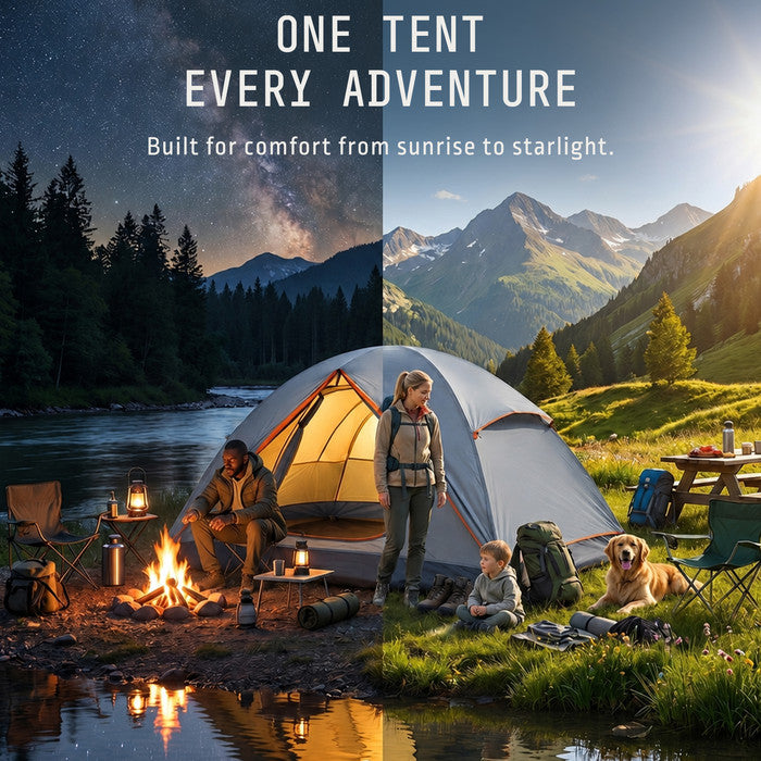 3 man camping tent day and night use, waterproof dome tent for UK outdoor camping