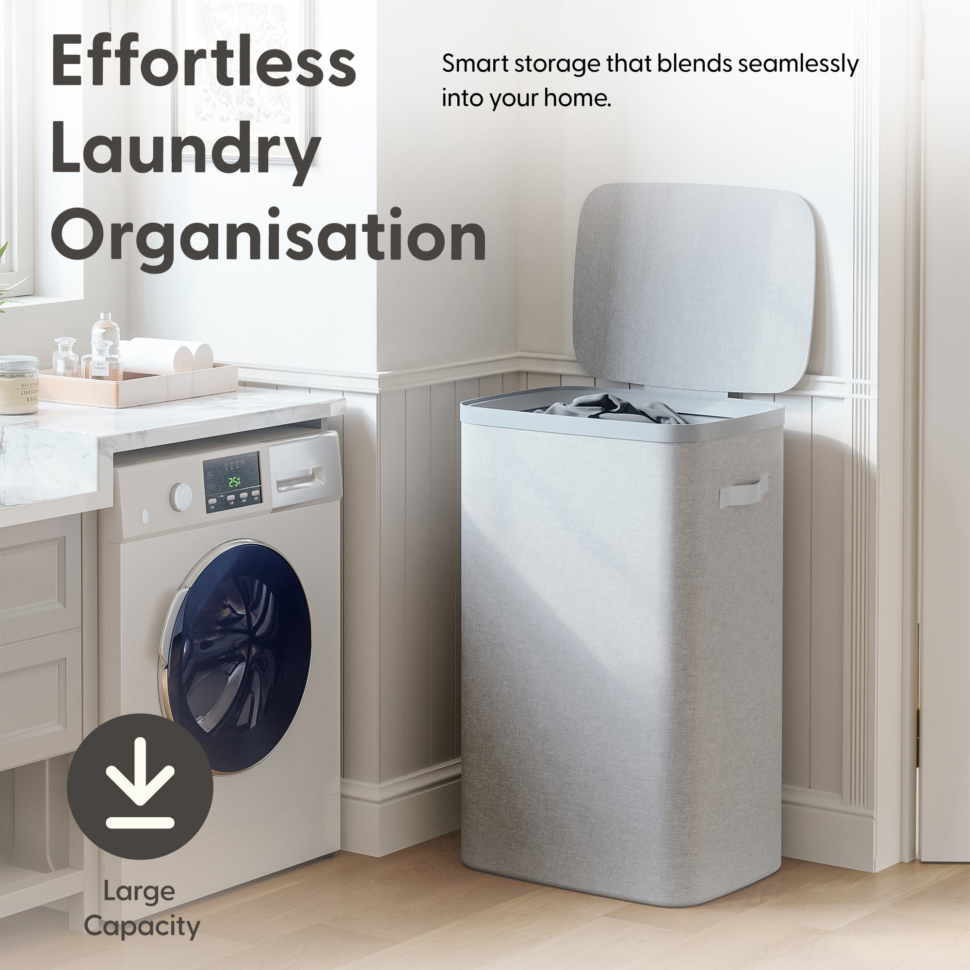 Keplin Collapsible Laundry Basket with Lid & Removable Liner