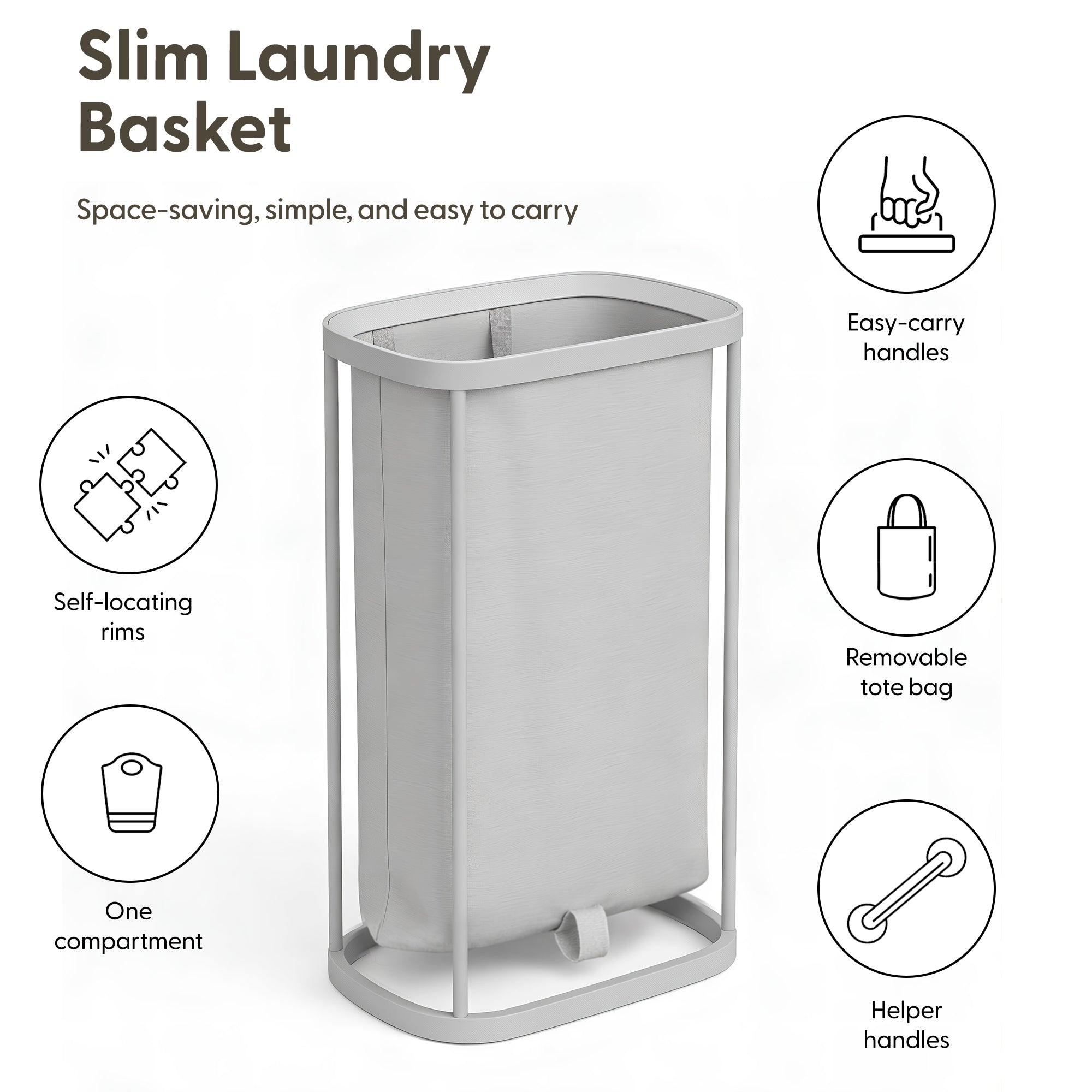 Keplin Collapsible Laundry Basket with Lid & Removable Liner