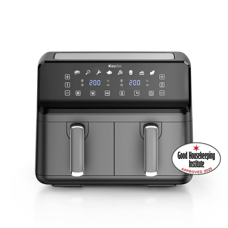 Keplin 9L Dual Zone Air Fryer - 2700W Energy-Saving Cooker with 6 Cooking Functions - Extra-Large Capacity for Healthy Meals - Roast, Bake, Dehydrate, Crisp - Family Size (9L)