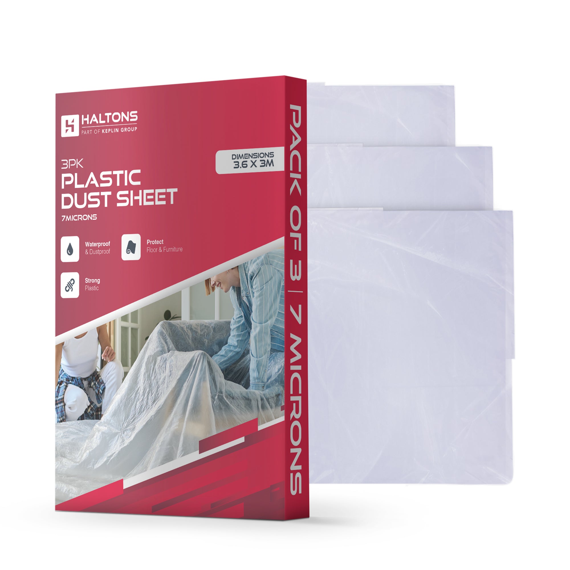 Haltons - White LDPE Dust Sheets - Paint Protection & Dust Cover for Renovation - Multi-Pack Plastic Cloth for Furniture, Floor & Debris Protection - Recyclable & Durable