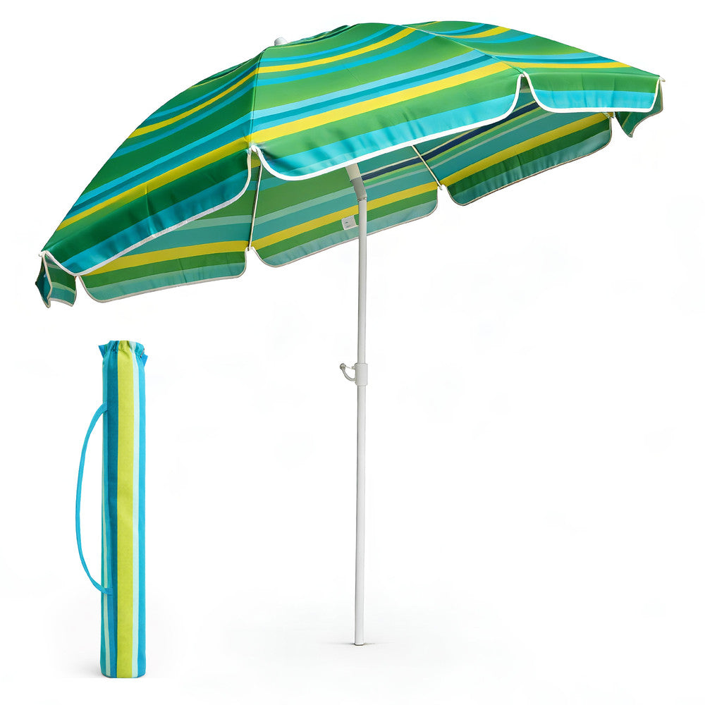 Beach umbrella with carrying bag – portable 2m sun parasol with storage bag for travel, UK