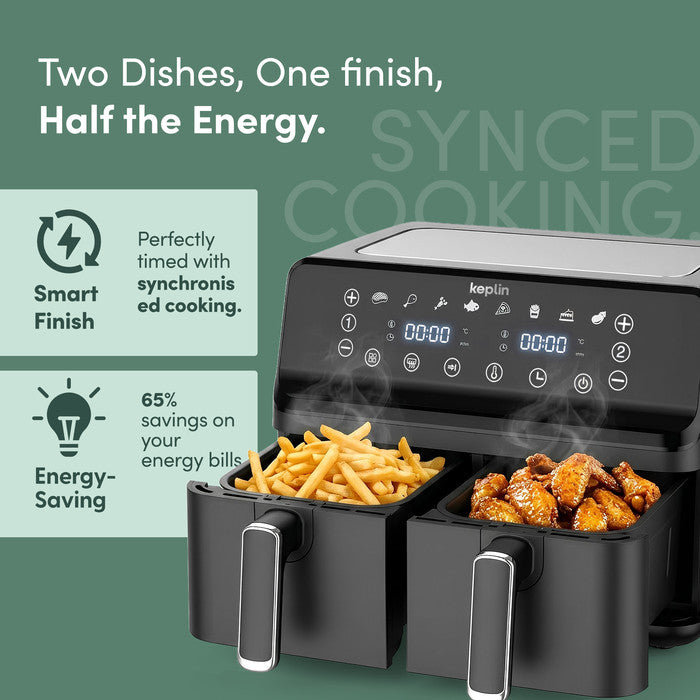 9L Dual Zone Air Fryer - 8-in-1 Cooking Functions - 2700W Energy-Saving Cooker - Family Size - secondary image