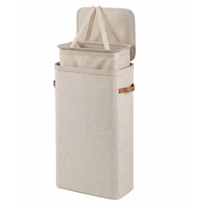 Collapsible Laundry Basket with Lid & Removable Liner