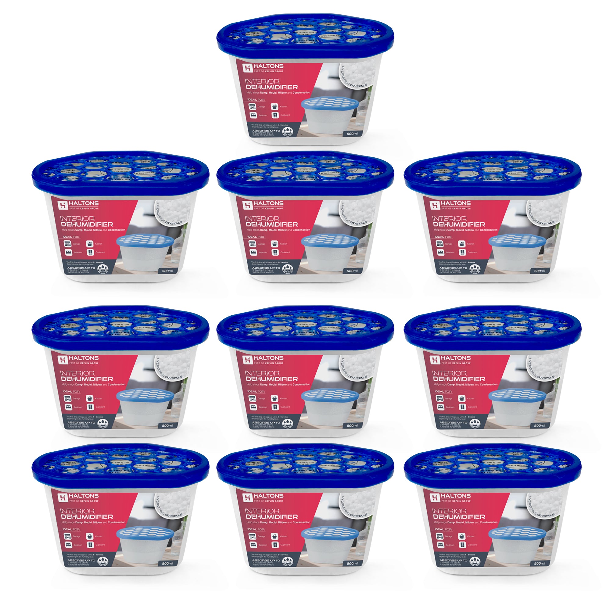 Haltons –  500ml Moisture Absorber Dehumidifiers – Condensation Remover for Damp, Mould, Home, Wardrobe, Kitchen, Bathroom, Basement, Garage, Bedroom, Caravan, Office