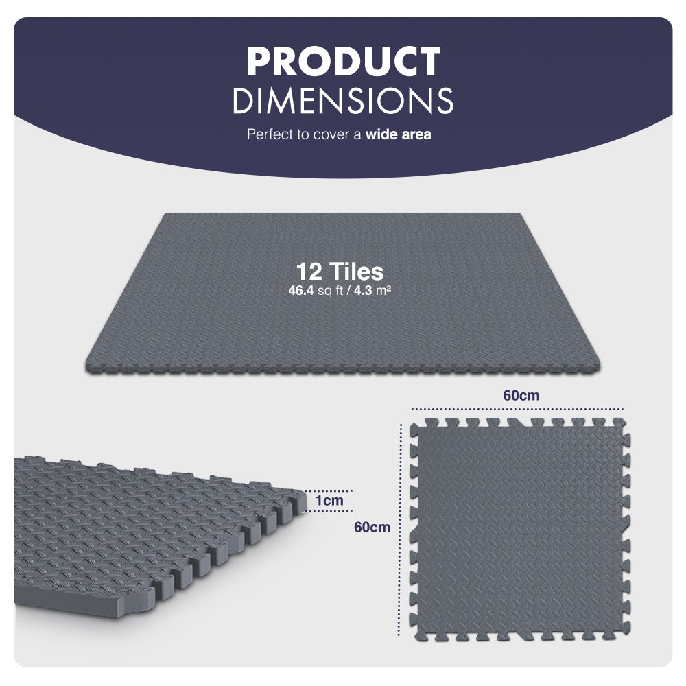 Top-Selling KAYMAN Interlocking Gym Floor Mats – Nonslip EVA Foam Exercise Tiles for Home Workouts, Studio, Weights, Yoga (60x60cm)