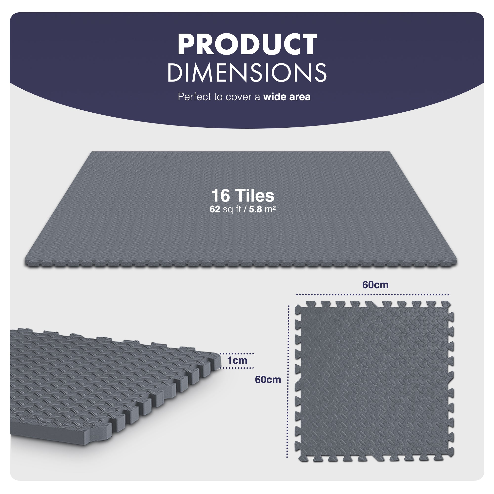 Top-Selling KAYMAN Interlocking Gym Floor Mats – Nonslip EVA Foam Exercise Tiles for Home Workouts, Studio, Weights, Yoga (60x60cm)