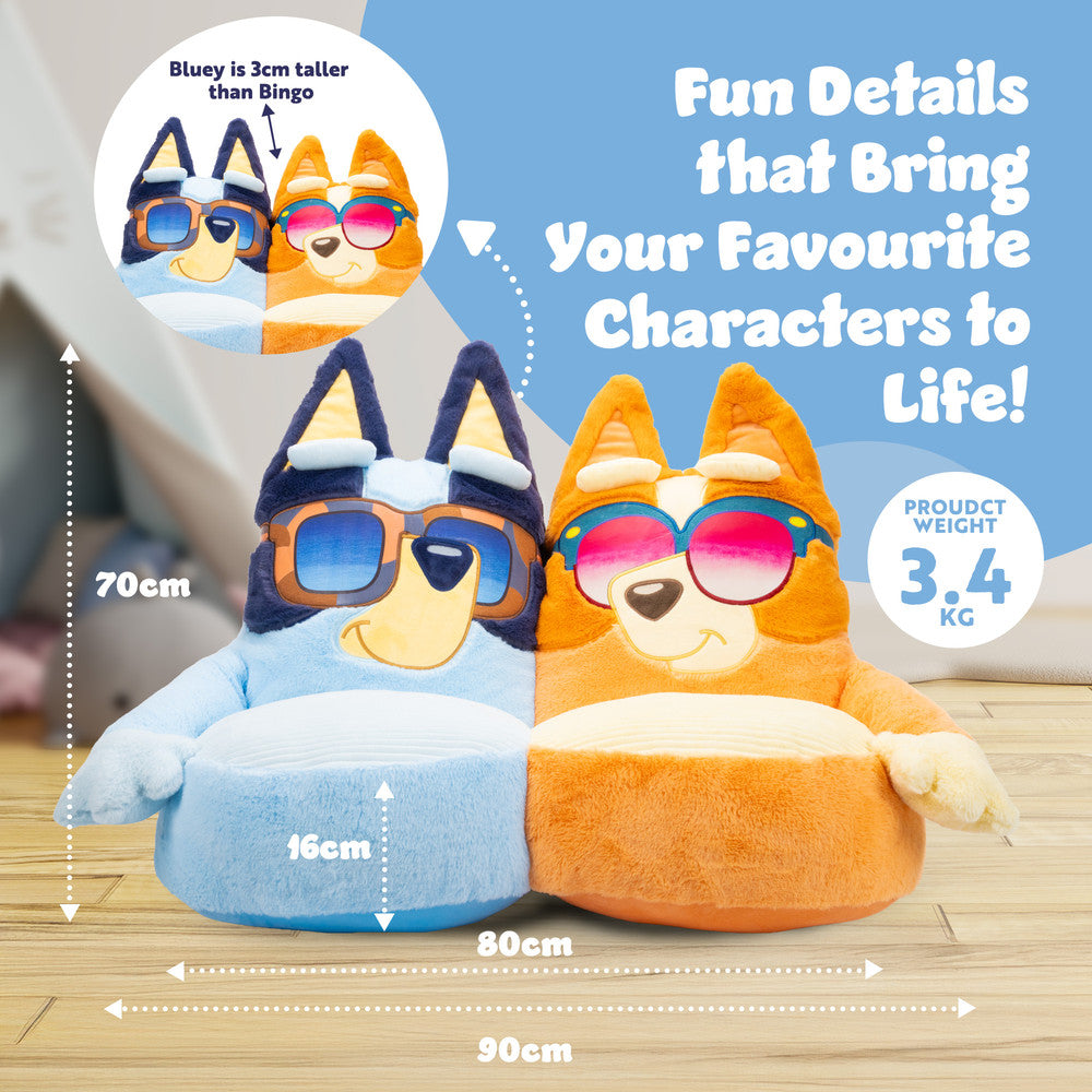Bluey Bingo children's character sofa chair with ultra-soft plush fabric – UK