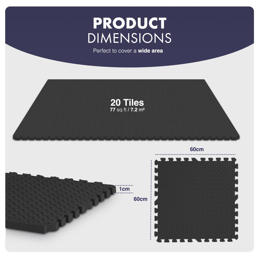 Top-Selling KAYMAN Interlocking Gym Floor Mats – Nonslip EVA Foam Exercise Tiles for Home Workouts, Studio, Weights, Yoga (60x60cm)