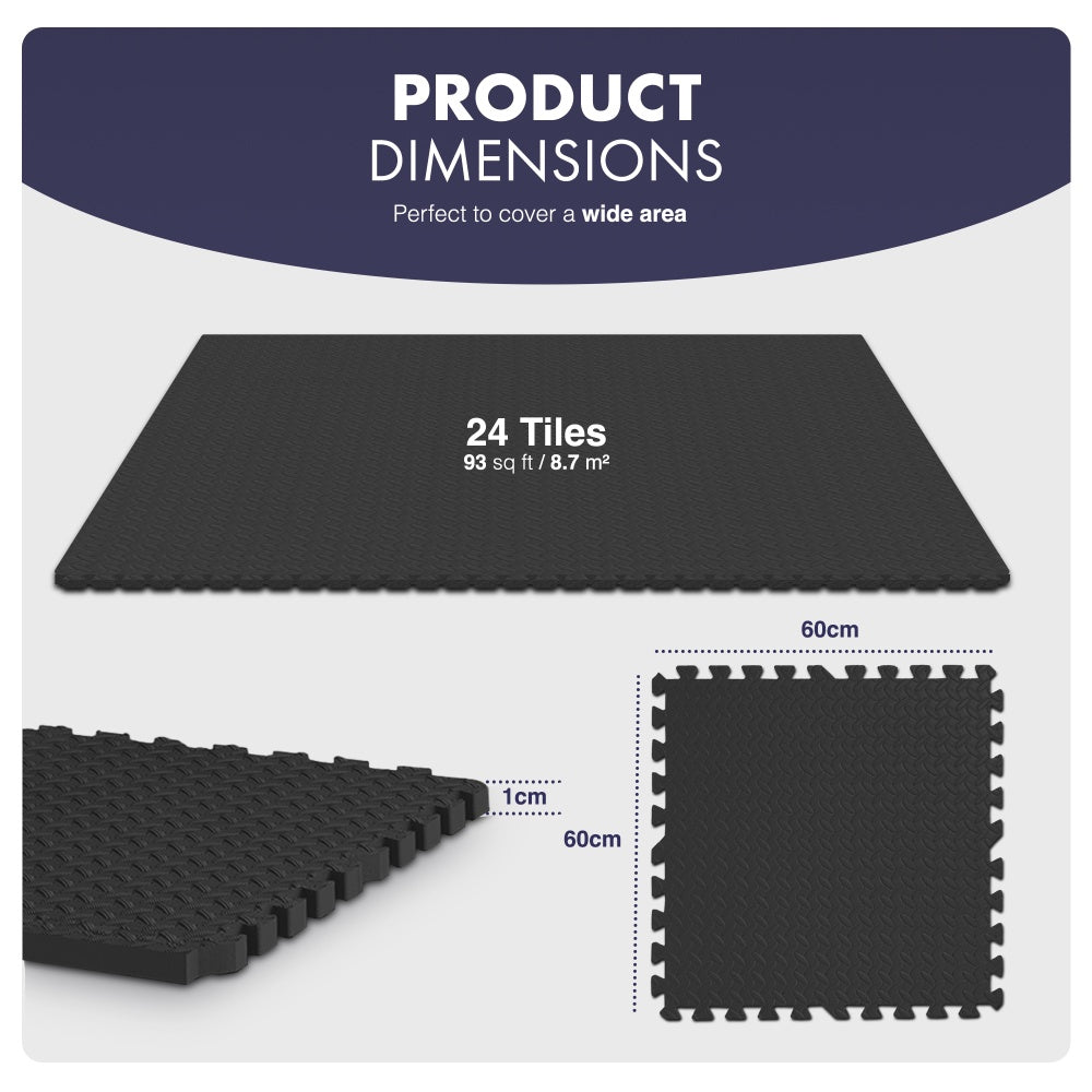 Top-Selling KAYMAN Interlocking Gym Floor Mats – Nonslip EVA Foam Exercise Tiles for Home Workouts, Studio, Weights, Yoga (60x60cm)