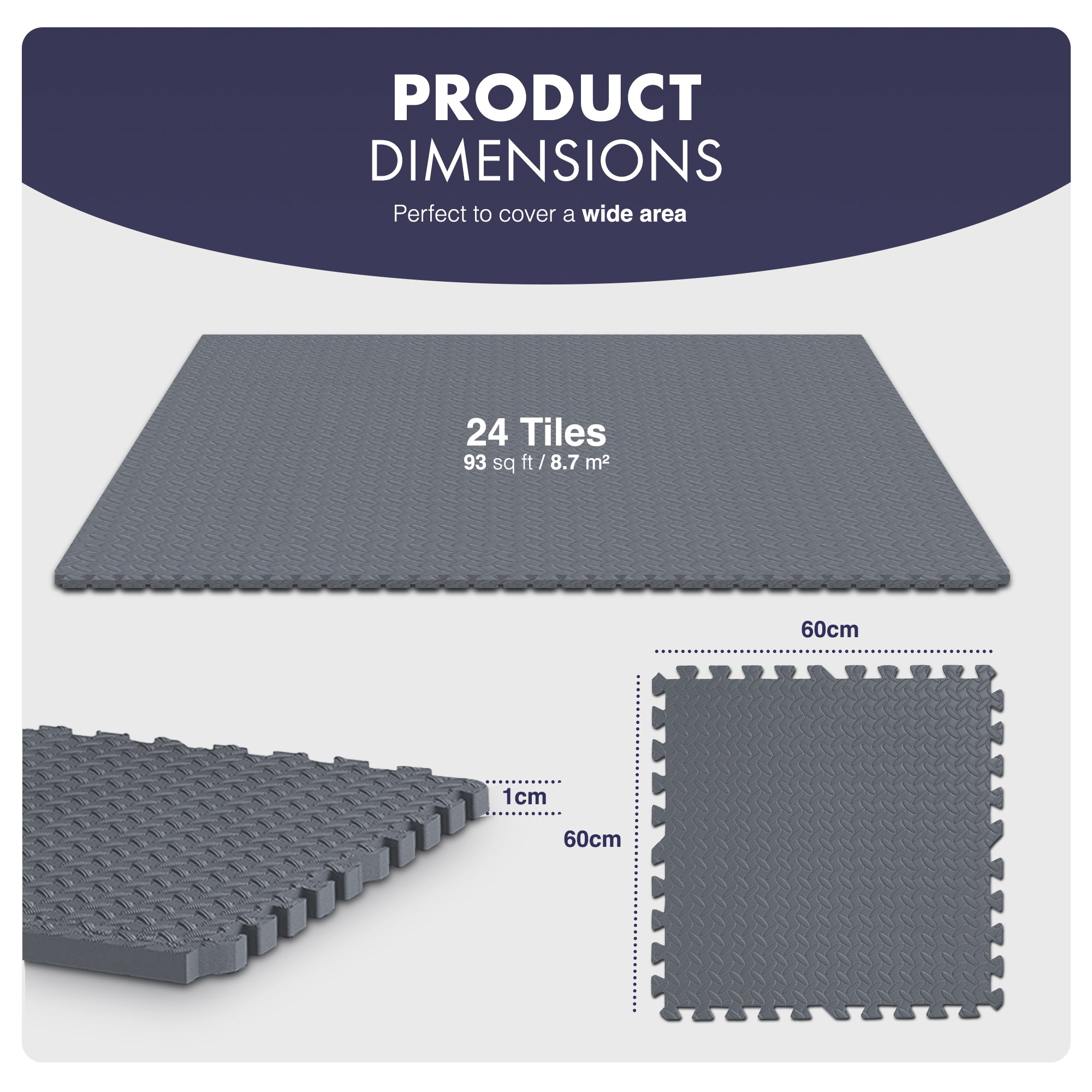 Top-Selling KAYMAN Interlocking Gym Floor Mats – Nonslip EVA Foam Exercise Tiles for Home Workouts, Studio, Weights, Yoga (60x60cm)