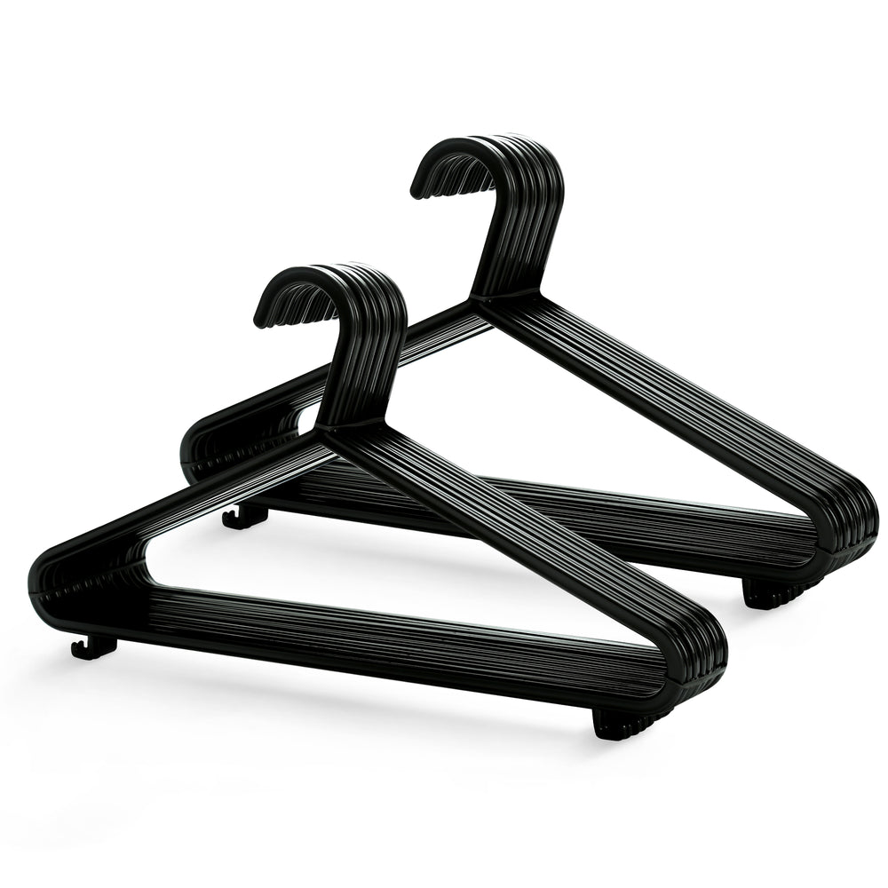 Plastic Clothes Hangers with Trouser Bar and Accessory Hooks - 25 Pack