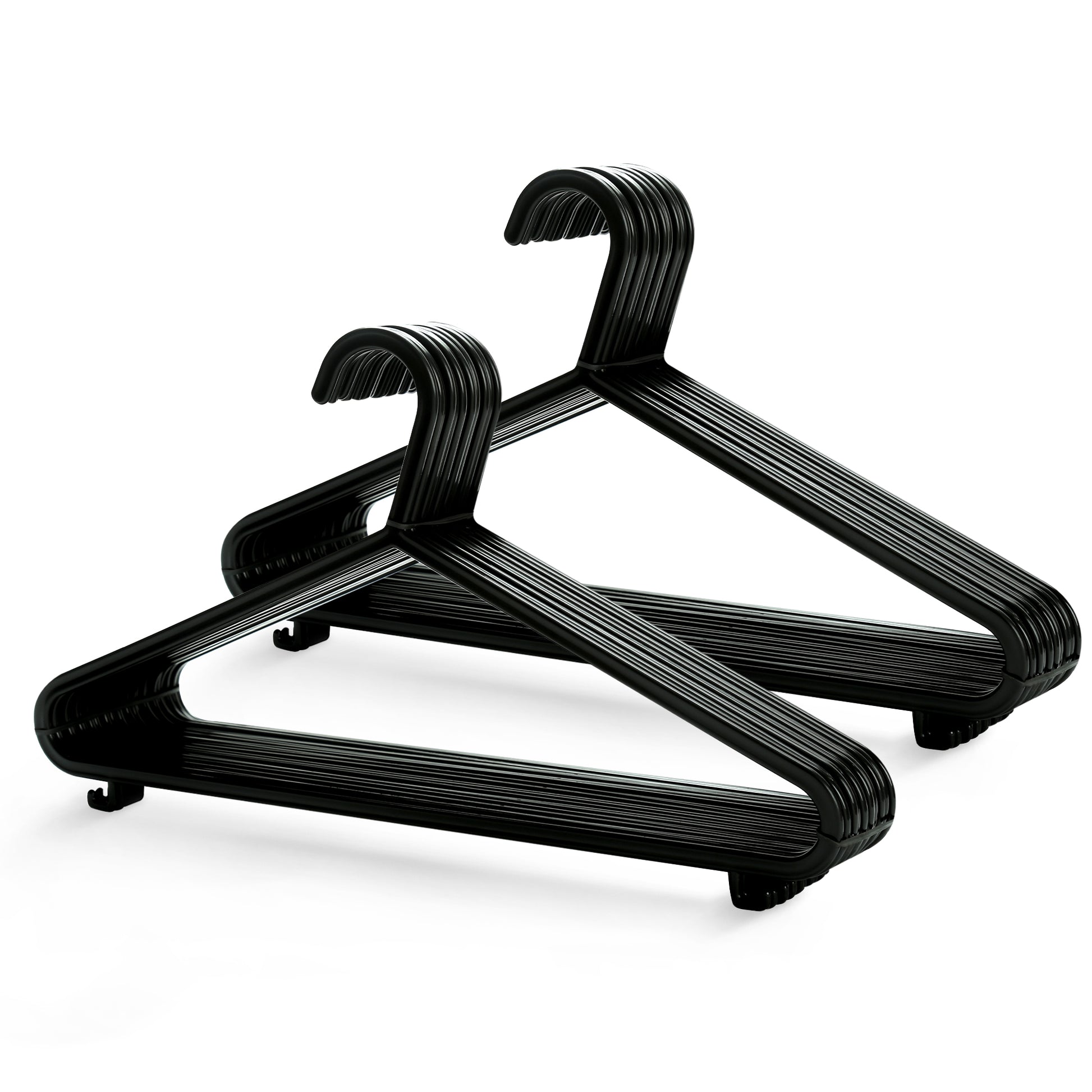 Plastic Clothes Hangers with Trouser Bar and Accessory Hooks - 25 Pack