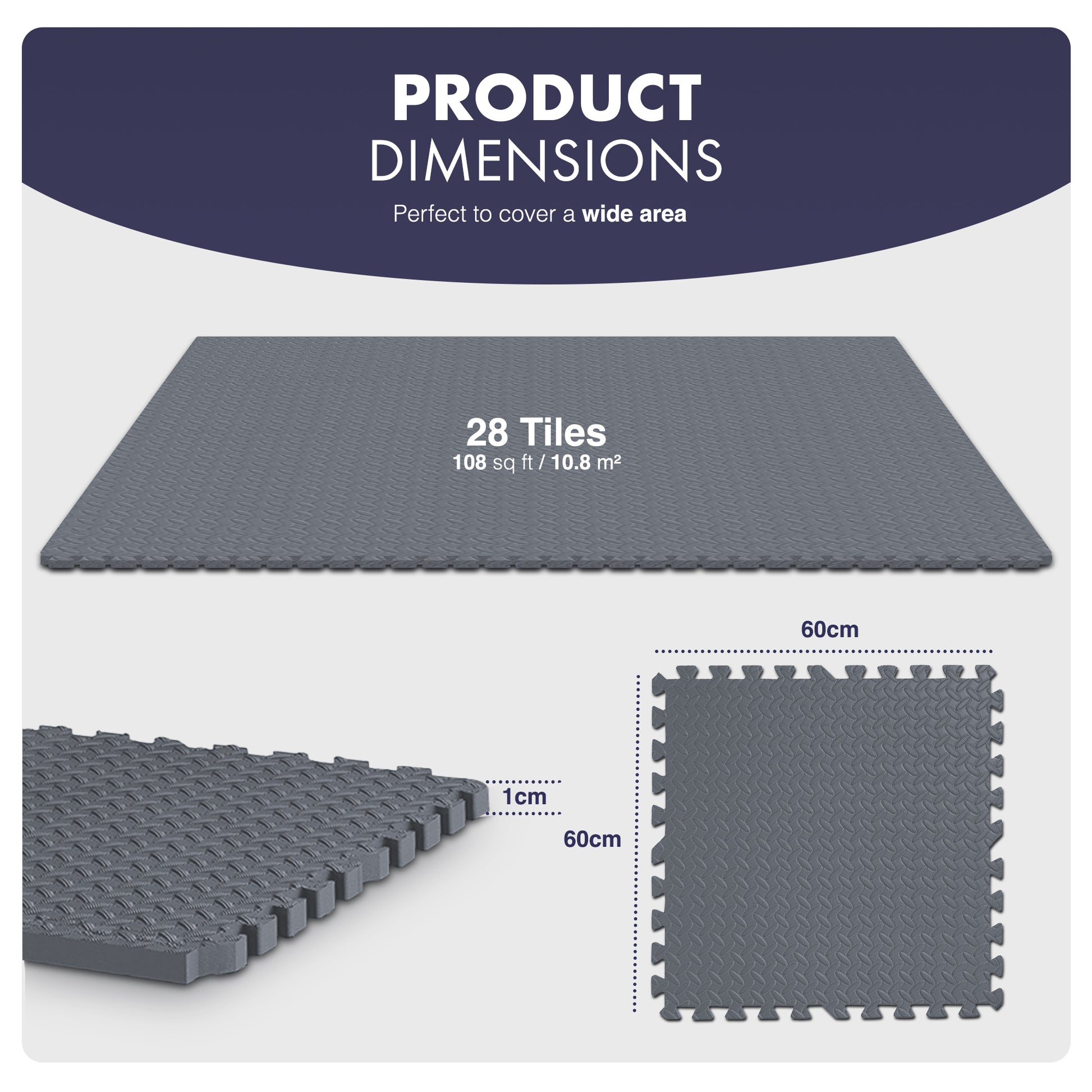 Top-Selling KAYMAN Interlocking Gym Floor Mats – Nonslip EVA Foam Exercise Tiles for Home Workouts, Studio, Weights, Yoga (60x60cm)