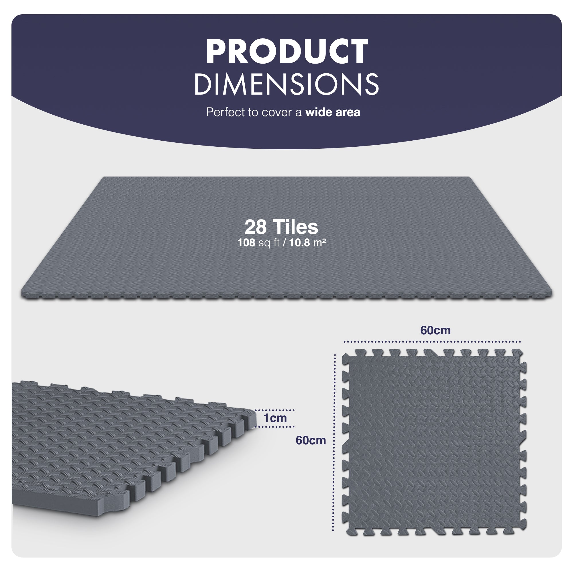 Top-Selling KAYMAN Interlocking Gym Floor Mats – Nonslip EVA Foam Exercise Tiles for Home Workouts, Studio, Weights, Yoga (60x60cm)