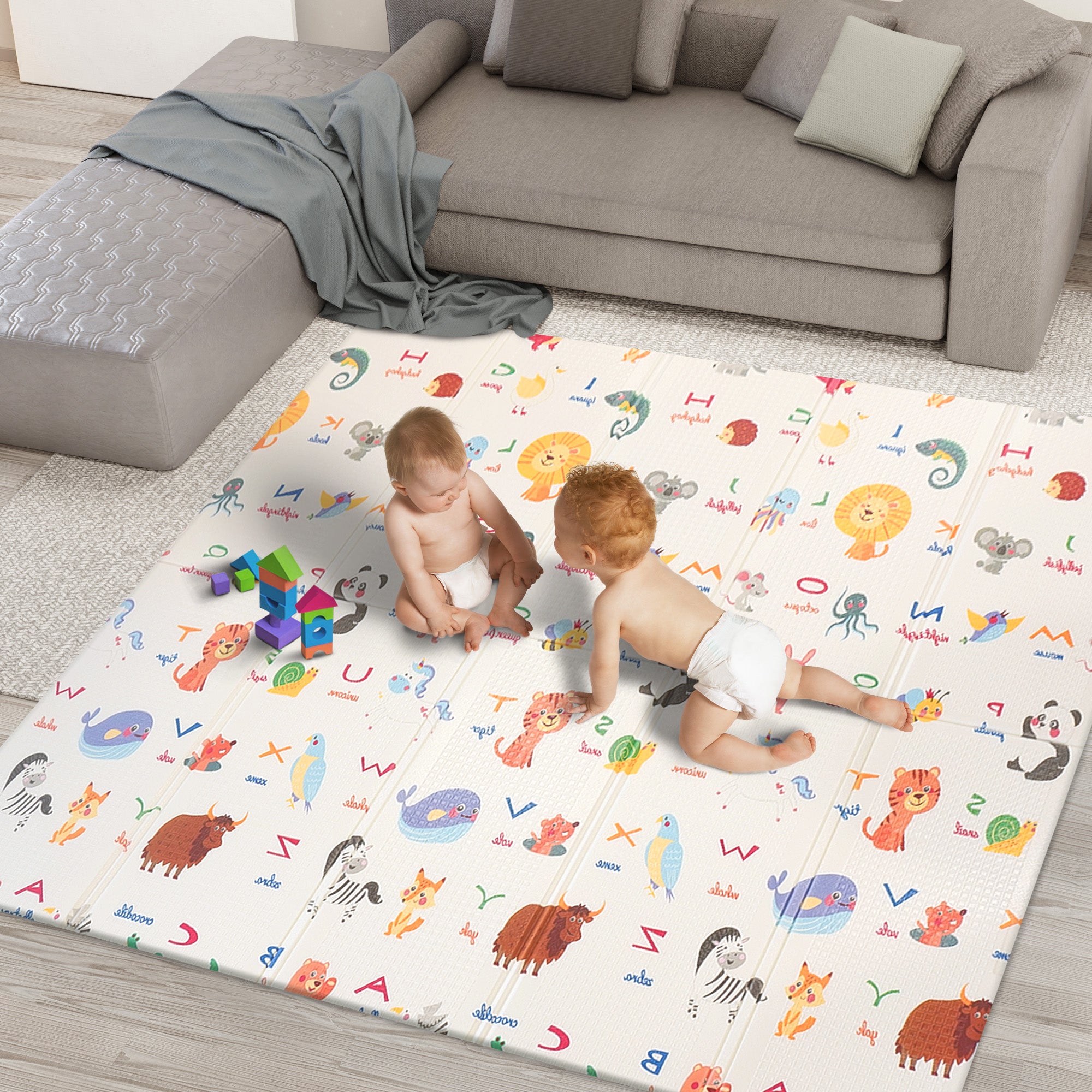 Kidoola Reversible Large Baby Play Mat Soft Playmat for Baby's Crawling, Tummy Time Thick Floor Mats for Children, Toddlers & Babies Ideal for Floor