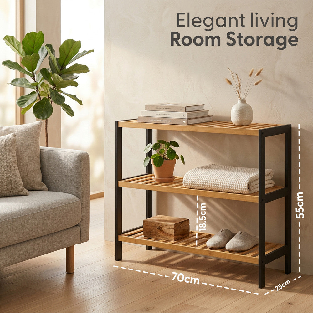 Bamboo Shoe Rack - 3 Tier – image 10