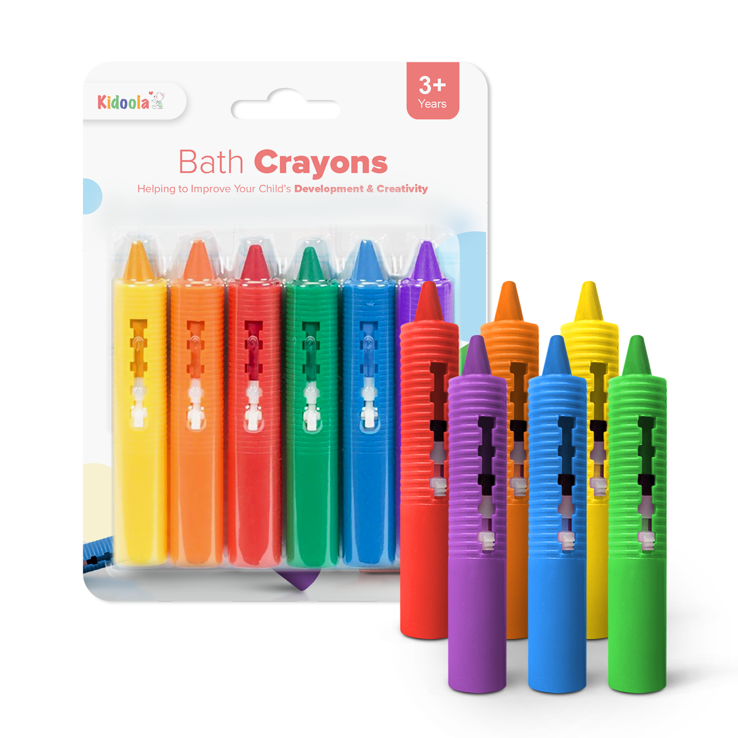 Kidoola Baby Bath Crayons – 6 Pack of Washable, Non-Toxic Crayon Pens for Bathtime Fun – Easy to Clean, Vibrant Colors – Perfect for Toddlers Ages 3+