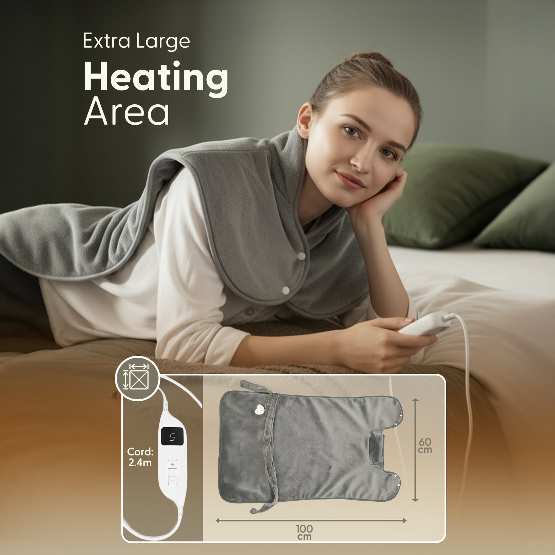 Electric Heating Pad 9 Temp Levels Auto Off