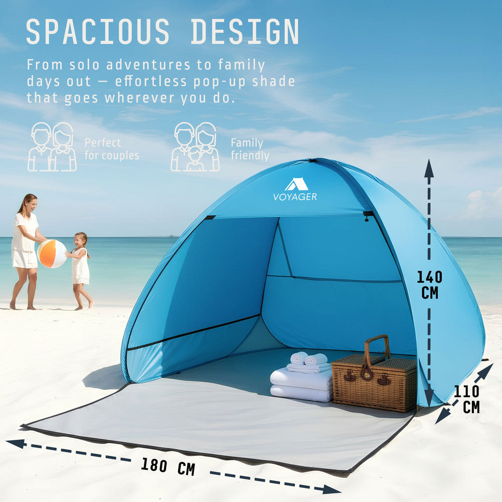 Pop-Up Beach Tent - 2 Person - UPF 50+ UV Protection