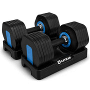 Kayman 24kg Adjustable Dumbbell Set (2x12kg Pair) — 12-in-1 Quick-Dial System with Safety Lock, 6 Weight Levels: 2/4/6/8/10/12kg per Dumbbell, Home Gym Strength Training