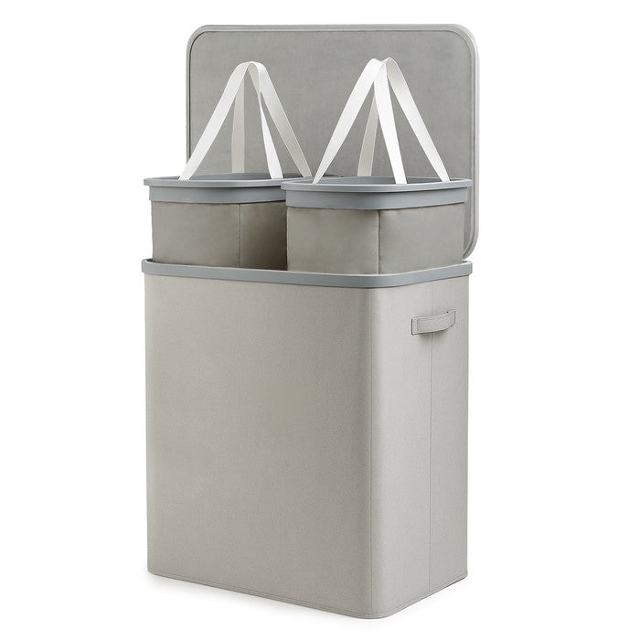 Collapsible Laundry Basket with Lid & Removable Liner