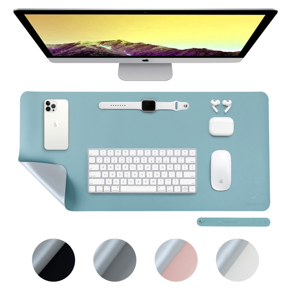 DesireTech Reversible Extra Large Office Desk Mat- Small Dual-Sided Desk Mat, Waterproof Faux Leather Table Surface Protector Desk- Laptop Mat & Mouse Pad